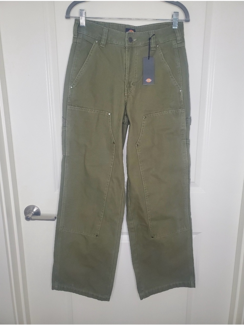 Dickies Olive Green Mid Rise Double Knee Canvas Carpenter Pants - Picture 4 of 8
